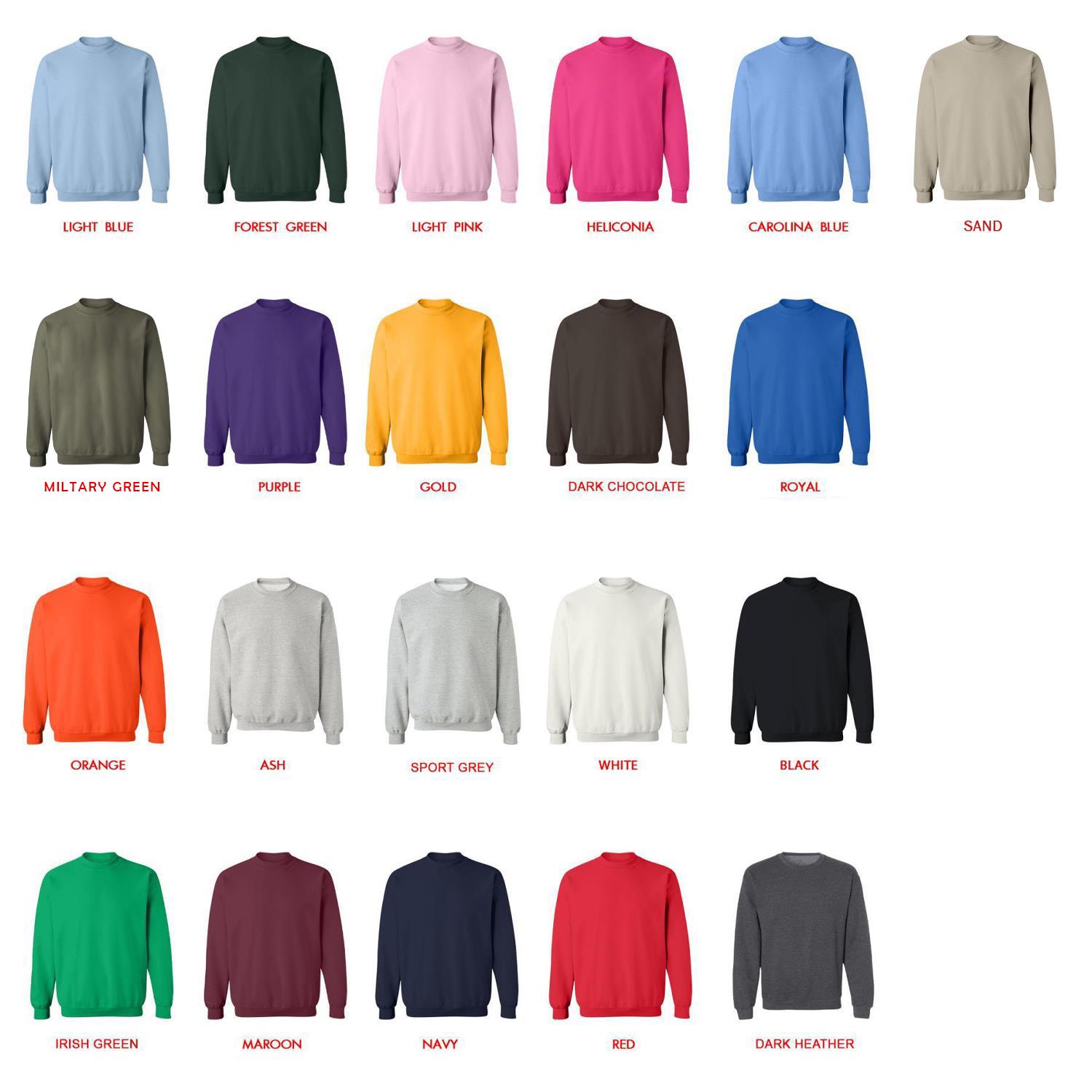 sweatshirt color chart - Yorkshire Terrier Gifts UK