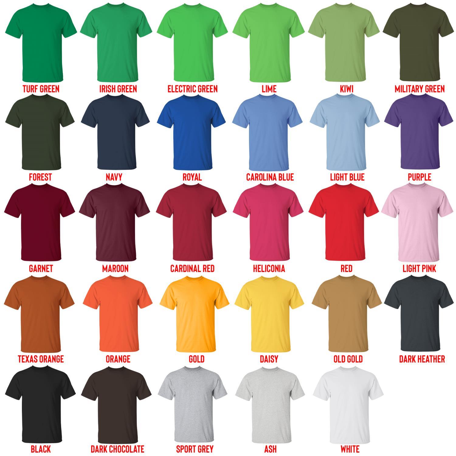 t shirt color chart - Yorkshire Terrier Gifts UK