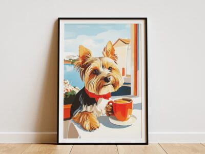 Yorkshire Terrier Coffee Lover Drinking Wall Art