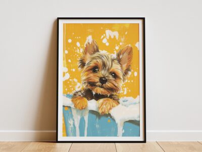 Yorkshire Terrier Puppy Baby Yorkie Bathtub Wall Art