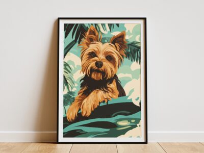 Yorkshire Terrier Hawaii Travel Tropical Island Wall Art