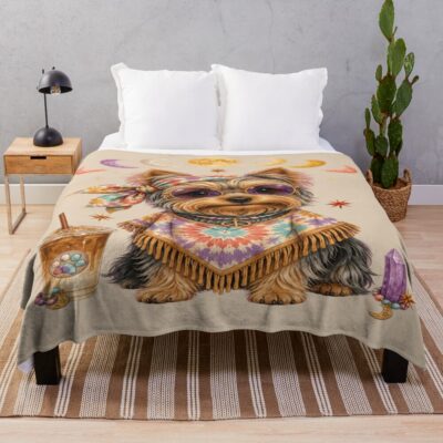 Yorkshire Terrier Vintage Artwork Throw Blanket