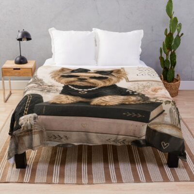 Yorkshire Terrier Aesthetic Illustration Throw Blanket