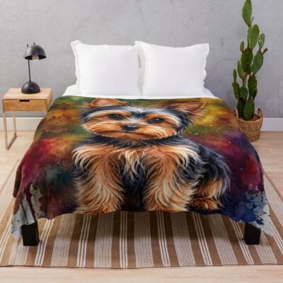 Yorkshire Terrier Iconic Illustration Throw Blanket