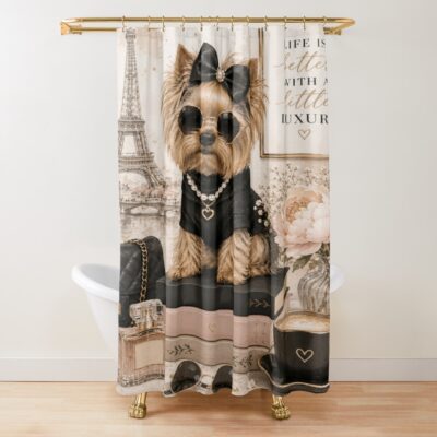 Yorkshire Terrier Aesthetic Illustration Shower Curtain