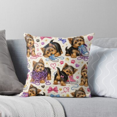 Yorkshire Terrier Vintage Artwork Throw Pillow